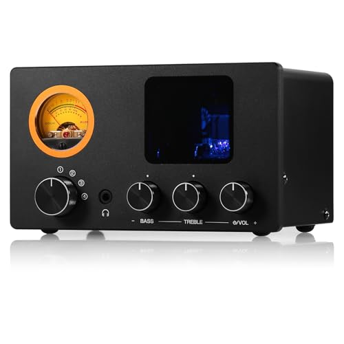 Douk Audio Vacuum Tube Preamp: Headphone Amp with VU Meter, 4-Way RCA Selector Switch Box, Preamplifier with Tone Control for Receivers, Amplifiers,