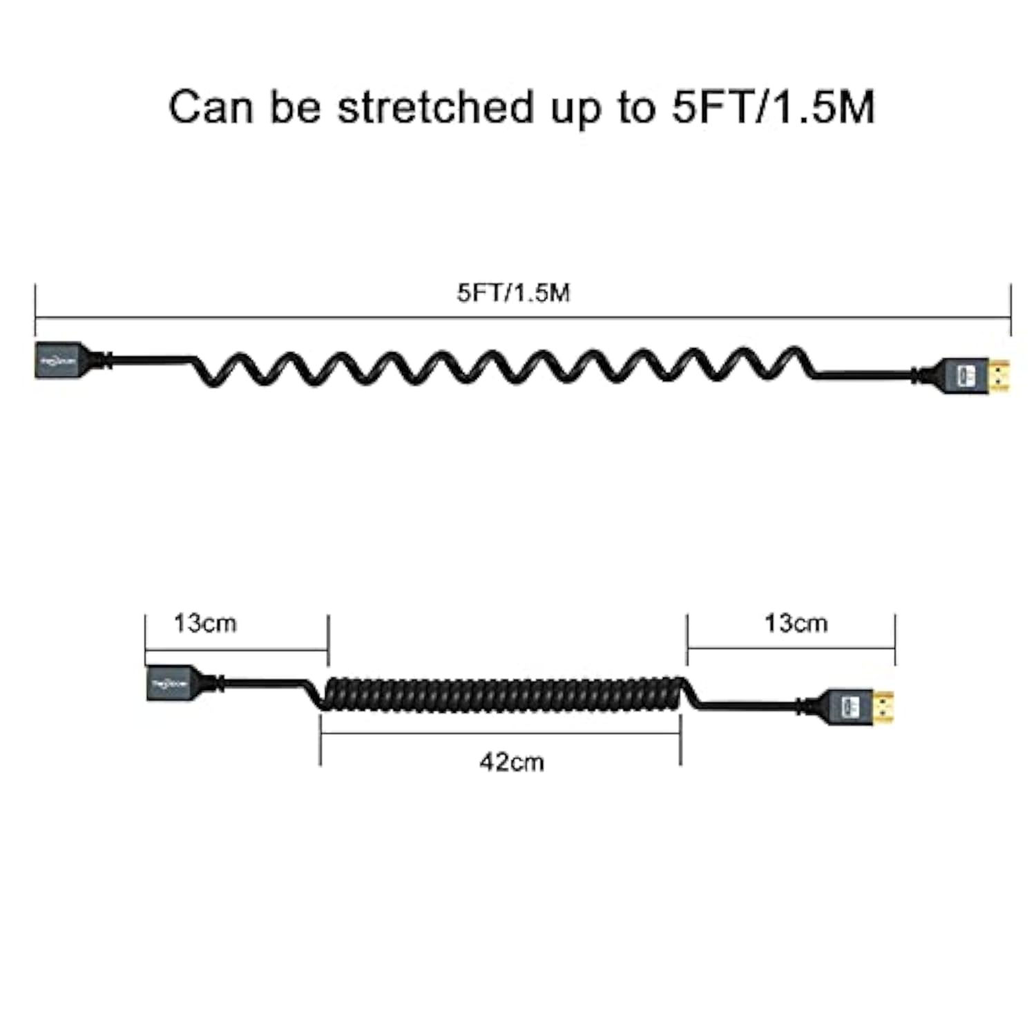 Hdmi To Hdmi Adapter Coiled Cable, 4K Coiled Hdmi Male To Hdmi Female Cable, H