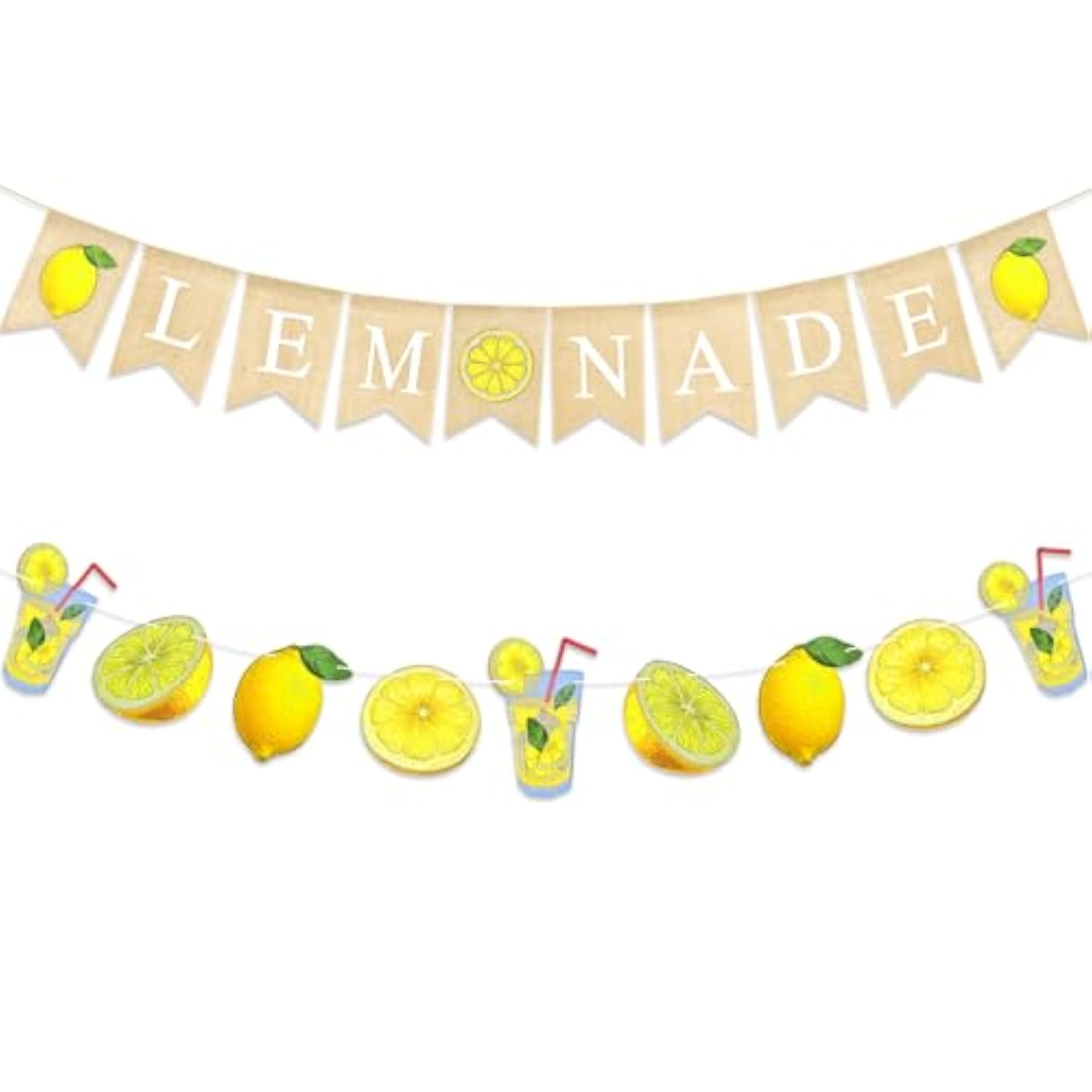 Lemonade Banner – Burlap Lemonade Stand Decoration With Lemon Garland For Summer Lemon Party, Bridal Shower, Lemon Theme Birthday, Farmers Market, And Lemon Decor