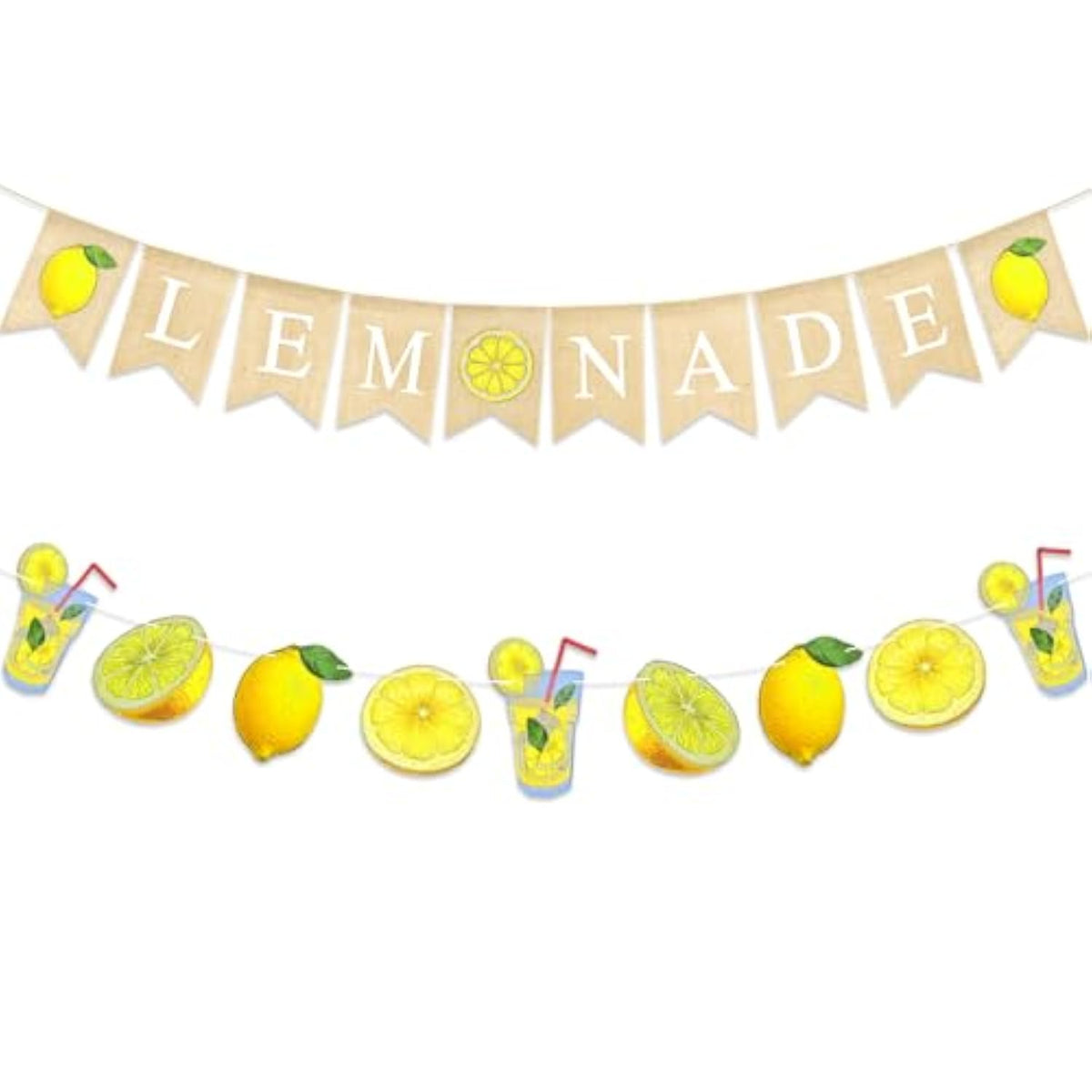 Lemonade Banner – Burlap Lemonade Stand Decoration With Lemon Garland For Summer Lemon Party, Bridal Shower, Lemon Theme Birthday, Farmers Market, And Lemon Decor
