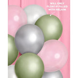 Metallic Sage Green Balloons - 24 Pk, 12" | Silver Birthday Decorations, Chrome Bachelorette Party Decor, Bday Supplies, Graduation Accessory