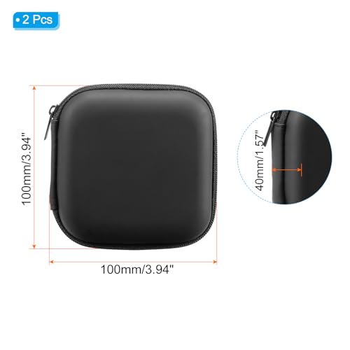 3.94X3.94X1.57 Electronic Organizer Case, 2Pcs Eva Hard Waterproof Square Travel Carrying Case With Zipper For Digital Multimeter, Camera, Charger Cord, Earphone, Black