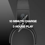 Skullcandy Crusher Wireless Bluetooth Headphones with Multi-Sensory Bass, Noise Isolating Over-Ear Fit, Up to 40 Hours Battery, Microphone for iPhone Android with Travel Bag - Black