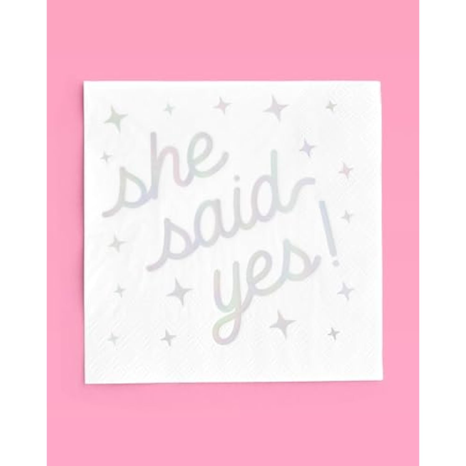 She Said Yes Napkins - 3-Ply, 25 Pcs | White Bachelorette Decorations, Engagement Theme Party, Bridal Shower Tablescape, Cute Proposal Dinner Decor