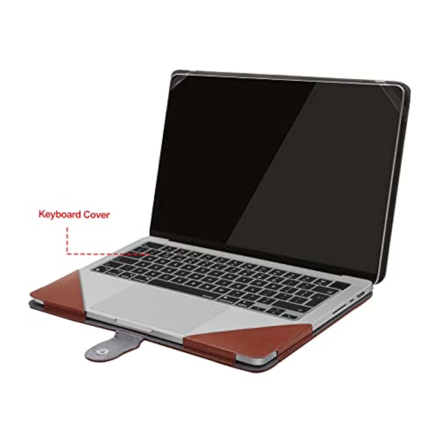 MOSISO Compatible with MacBook Pro 14 inch Case 2024 2023 2022 2021 M4 A3112 A3185 A3401 M3 A2918 A2992 M2 A2779 M1 A2442,PU Leather Folio Protective Stand Cover Sleeve with Keyboard Cover,Brown