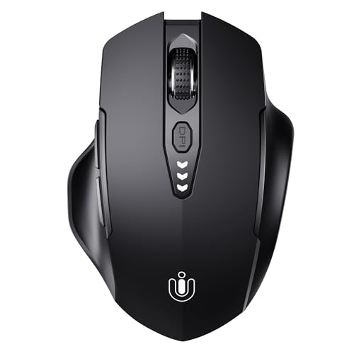 Wireless Bluetooth Mouse,[Upgraded] Rechargeable (Bt 5.0/4.0+2.4G Hz),Computer Mouse With Visible Battery Level, 4 Adjustable Dpi, Portable Pc Mouse For Macbook Chromebook,Black