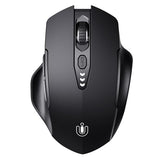 Wireless Bluetooth Mouse,[Upgraded] Rechargeable (Bt 5.0/4.0+2.4G Hz),Computer Mouse With Visible Battery Level, 4 Adjustable Dpi, Portable Pc Mouse For Macbook Chromebook,Black