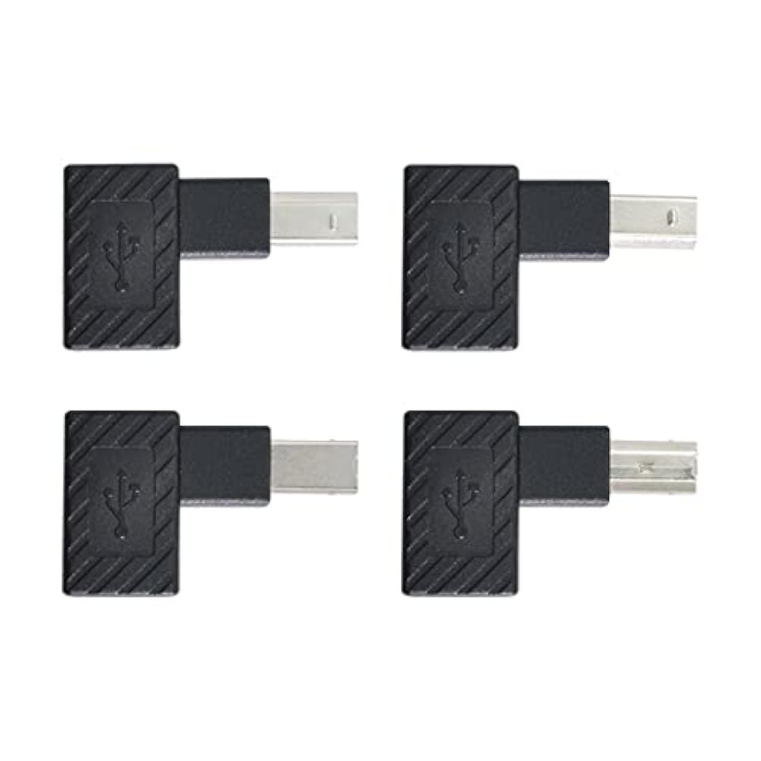 cablecc 4Pcs USB 2.0 B Type Male to Female Extension Adapter Horizontal Vertical Angled 90 Degree for Disk Scanner
