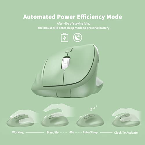 Ergonomic Wireless Mouse With Usb Receiver For Pc Computer, Laptop And Desktop, Ergo Vertical Mouse With Silent Clicks Long Battery Life, Up To 1600 Dpi & 1 Aa Battery Powered, Green