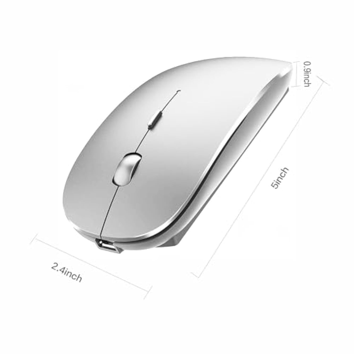 Bluetooth Wireless Mouse For Laptop Mac Macbook Macbook Air Macbook Pro Pc Desktop Computer Windows Chromebook Notebook (Silver)