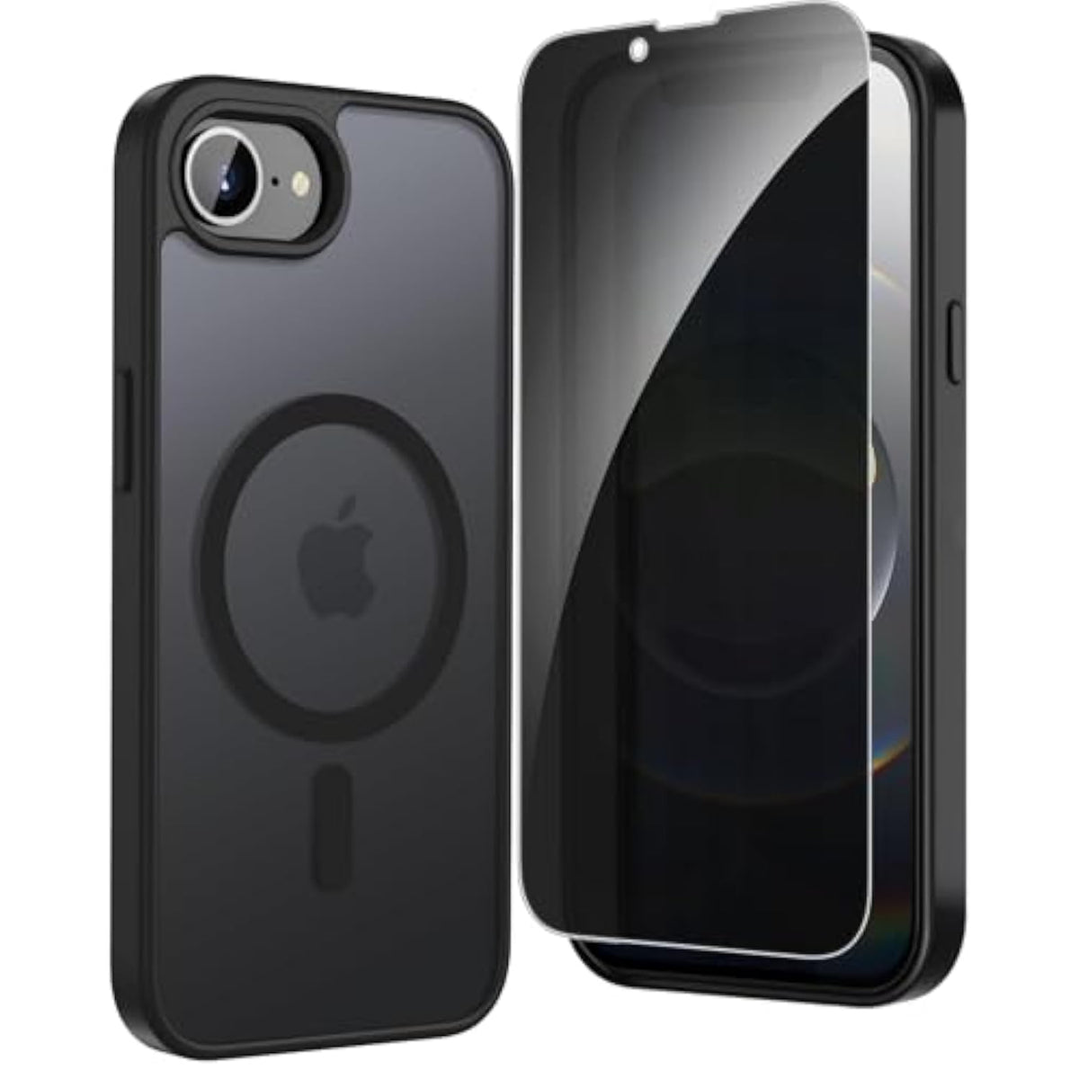 Privacy Case For Iphone 16E,Magnetic Iphone 16E Phone Case With Privacy Screen Protector X2 [Compatible With Magsafe],Translucent Matte Shockproof Slim Cover For Iphone 16 E 5G 2025-Black