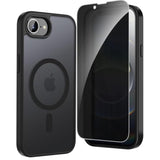 Privacy Case For Iphone 16E,Magnetic Iphone 16E Phone Case With Privacy Screen Protector X2 [Compatible With Magsafe],Translucent Matte Shockproof Slim Cover For Iphone 16 E 5G 2025-Black