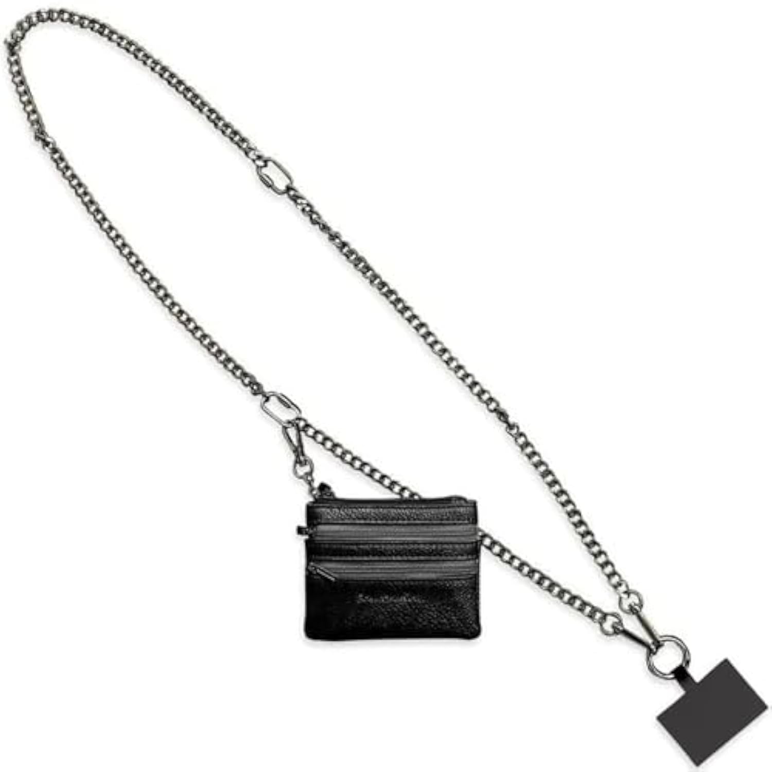 Clip & Go Metal Chain Phone Lanyard with Pouch Gunmetal Black