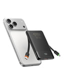 22.5W Fast Charging Portable Charger, Slim 10000mAh Power Bank with Built-in Cables, Small USB C Battery Pack for iPhone iPad  Galaxy Pixel LG