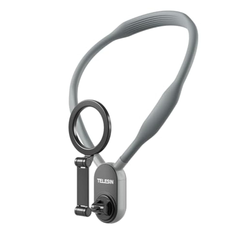 Telesin Magnetic Neck Mount For Phones, Neck Cell Phone Holder Pov/Vlog Selfie Mount Hand Free Phone Neck Holder Chest Stand Strap Video Recording For Iphone 16 15 14 13 12 Seires Android Phones Gray