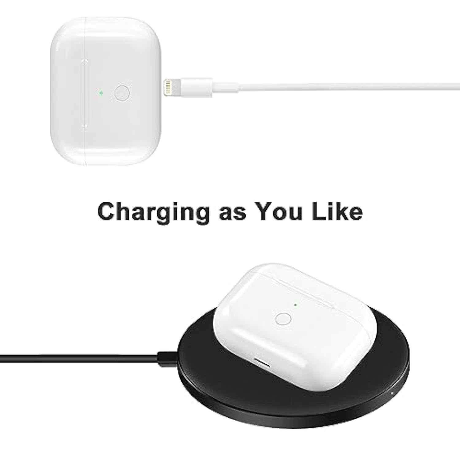 Wireless Charging Case Replacement Compatible With Airpod Pro 1St & 2Nd Generation, Air Pod Pro 1 2 Charger Case With Bluetooth Pairing Sync Button