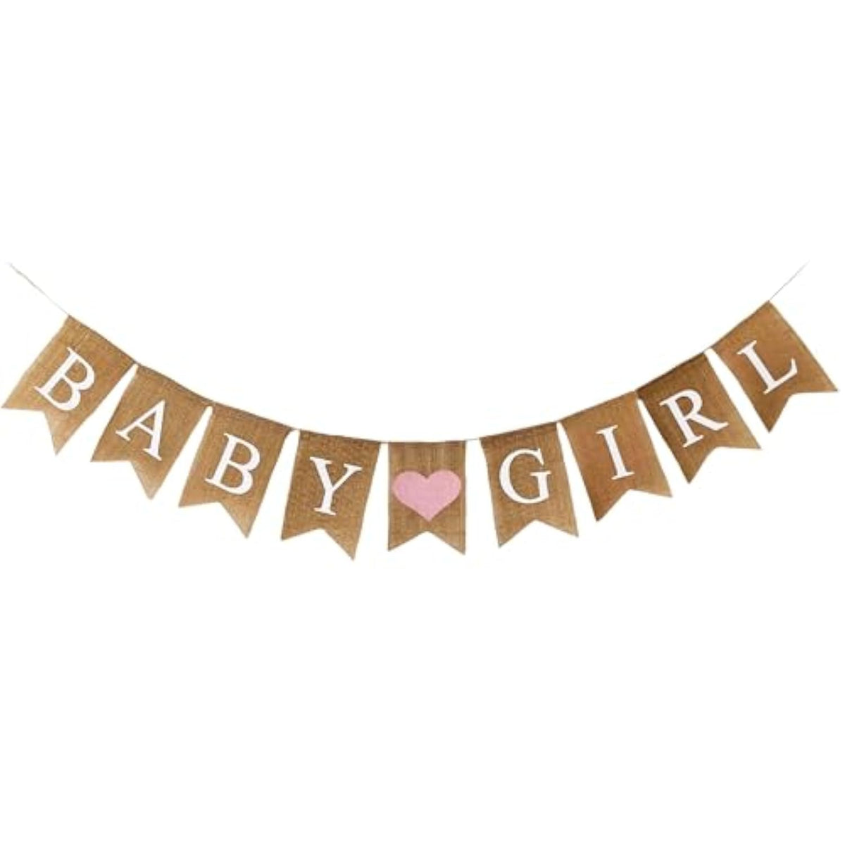 1pcs Baby Girl Burlap Banner with Light Pink Heart for Shower & Gender Reveal Decor