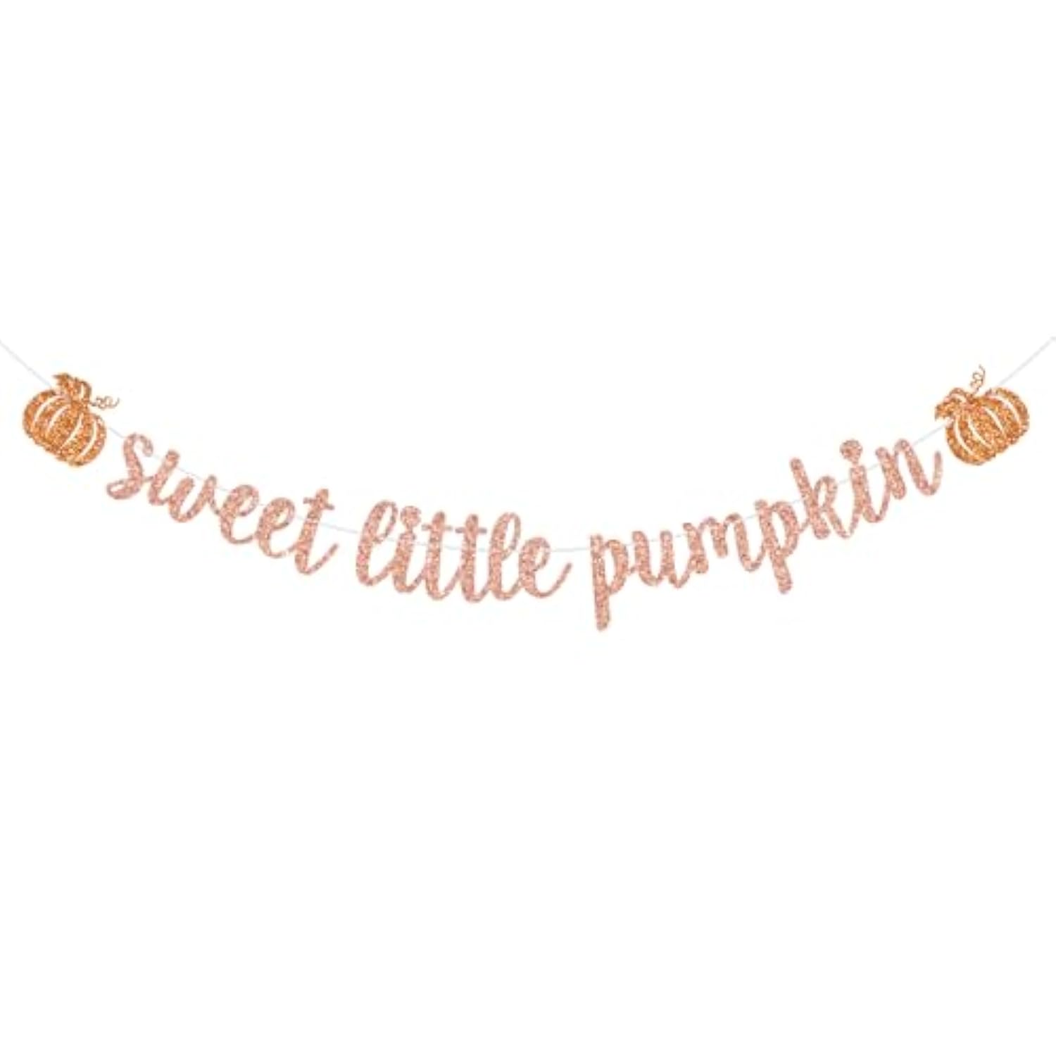 Sweet Little Pumpkin Banner, Autumn Baby Girl Birthday Party Banner, Halloween Thanksgiving Baby Shower Decoration, A Little Pumpkin Is On The Way Decor Rose Gold Glitter