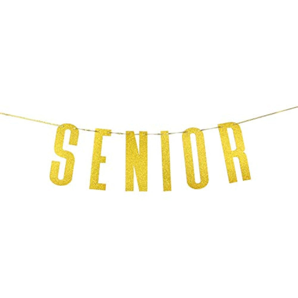 Gold Glitter Senior Banner For Congrats Grad Banner - High School College Graduation Party Bunting Decoration