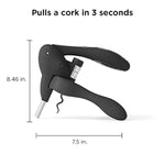 W6004N Original Lever Corkscrew Wine Opener With Foil Cutter And Extra Spiral (Black)