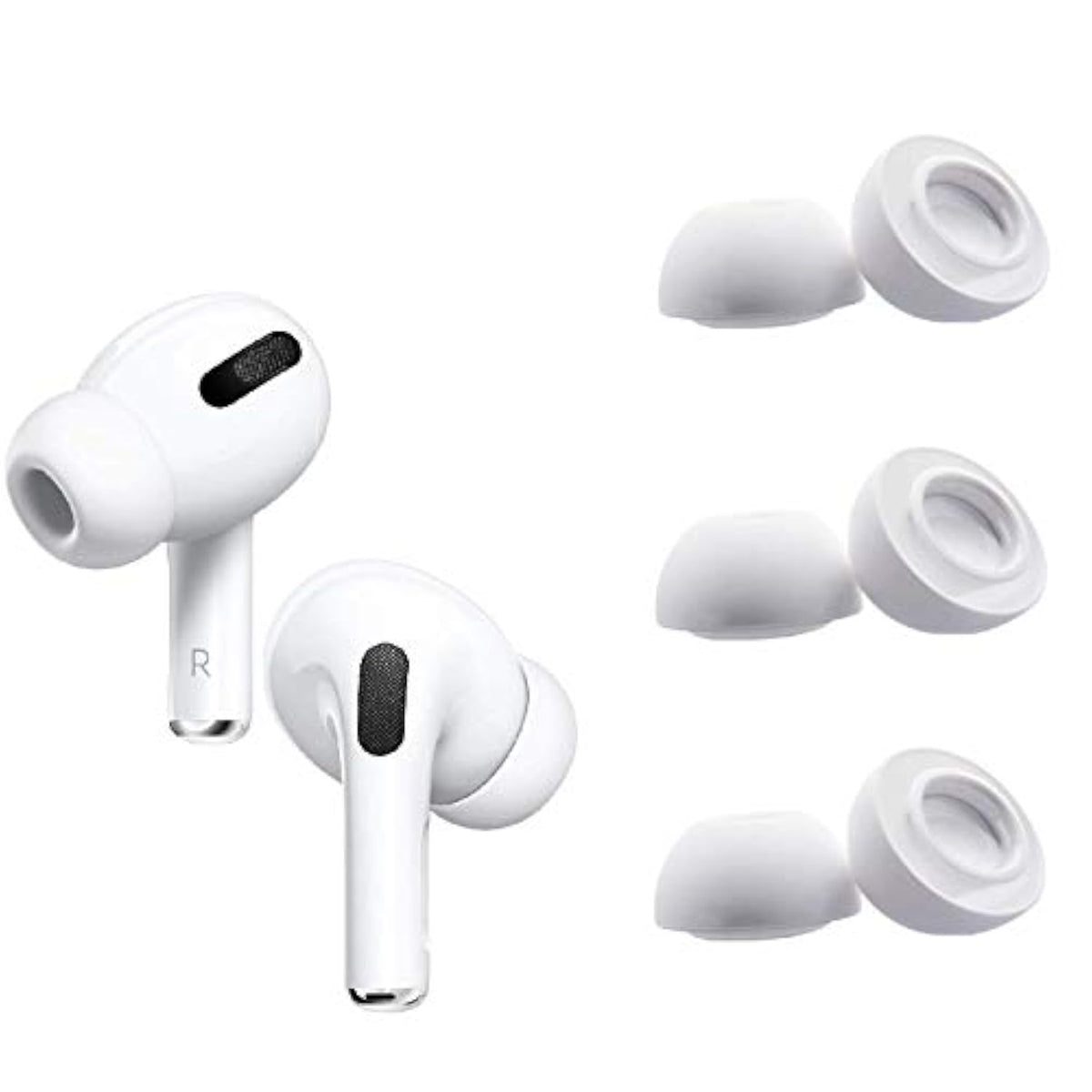 Small Size Ear Tips Earbuds Covers Ear Caps Eartips Earpads Compatible With Apple Airpods Pro, Silicone Tips, Fit In Case, 3 Pairs White S