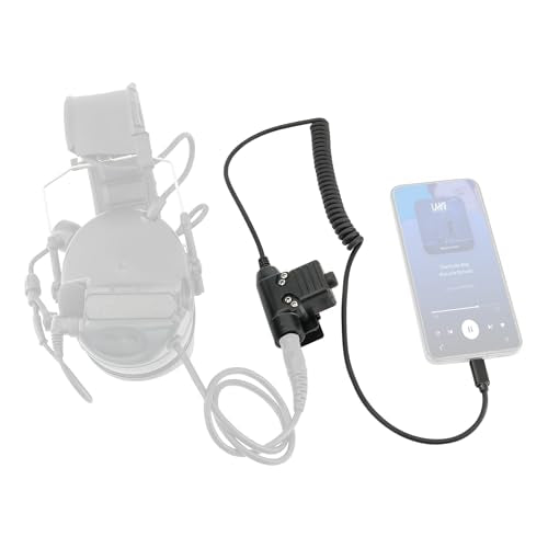U94 PTT Adapter for Tactical Headset Compatible with Type-C Plug of Mobie Phone,Spring Coil Design,Military or Civilian Ver (Cilivian Version PTT)