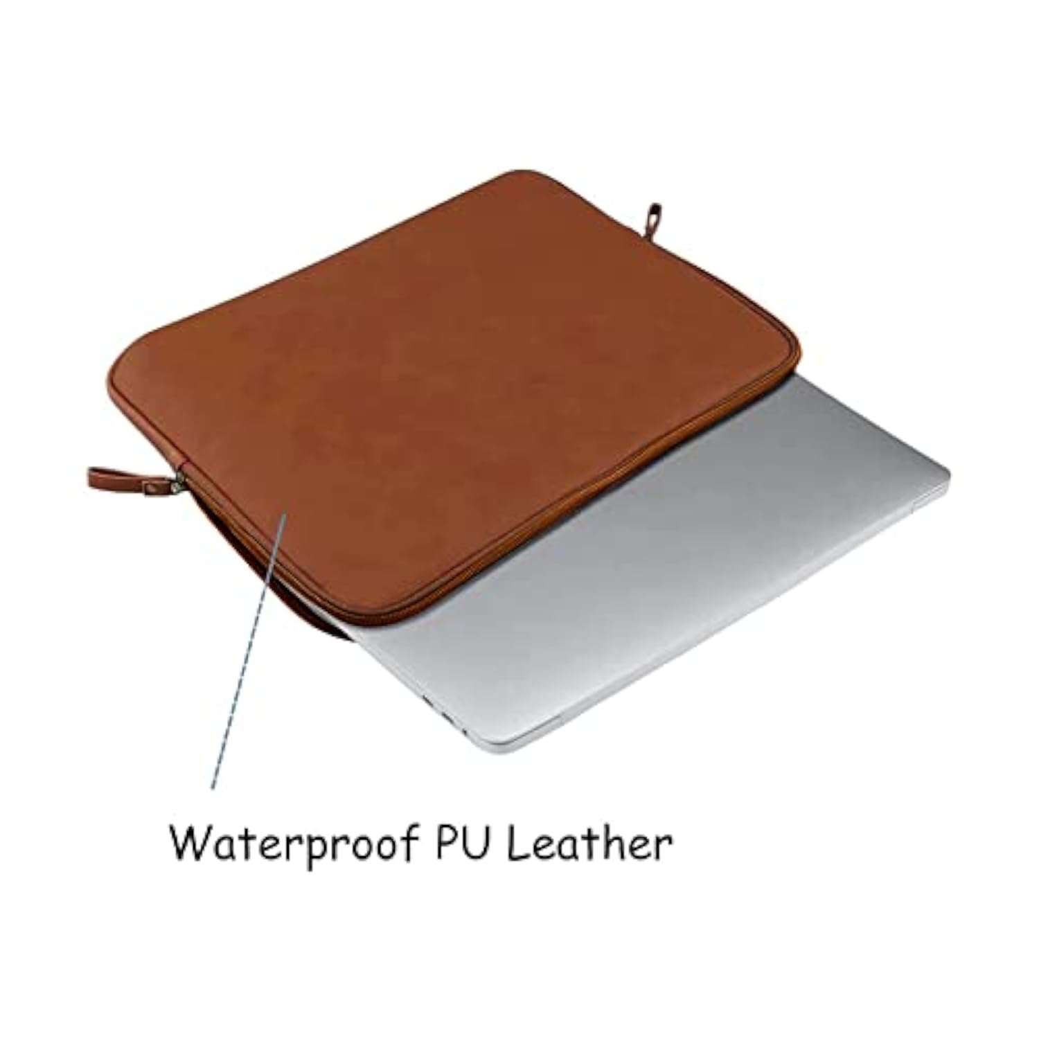 MOSISO Laptop Sleeve Bag 16 inch Compatible with MacBook Air 15 inch 2025-2023 M4 M3 M2/Pro 16 inch 2025-2019 M4 M3 M2 M1, 15-15.6 inch Notebook, PU Leather Padded Bag Waterproof Case, Brown