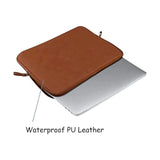 MOSISO Laptop Sleeve Bag 16 inch Compatible with MacBook Air 15 inch 2025-2023 M4 M3 M2/Pro 16 inch 2025-2019 M4 M3 M2 M1, 15-15.6 inch Notebook, PU Leather Padded Bag Waterproof Case, Brown