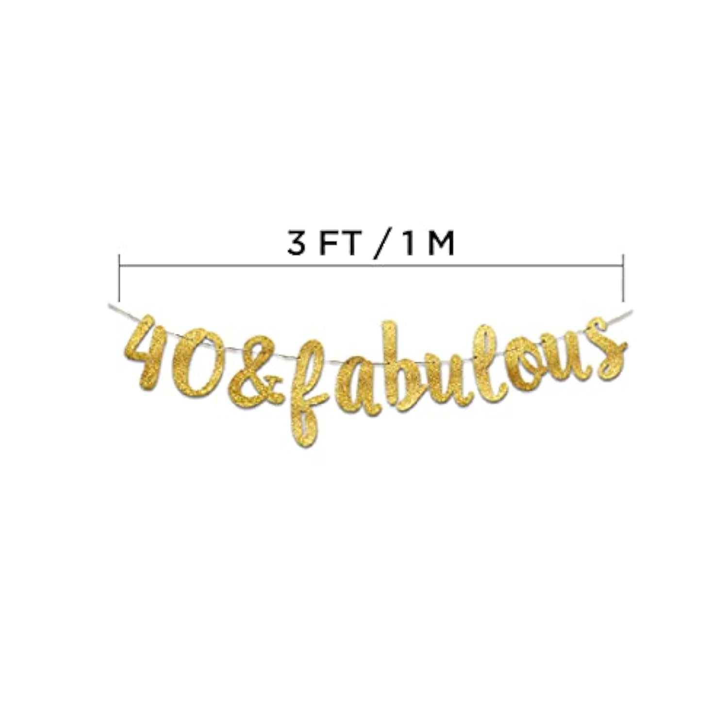 40 & Fabulous Gold Glitter Banner - Happy 40Th Birthday Party Banner - 40Th Wedding Anniversary Decorations - Milestone Birthday Party Decorations