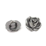 30 Pieces Small Rose Bloom Gray Silver Metal Shank Buttons. 12Mm (15/3