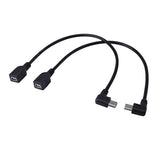 9Inch Mini Usb Cable Combo Mini Usb Female To Right Angle & Left Angle Male Data Sync And Charge Extension Cable (Black)(2-Pack) Rl