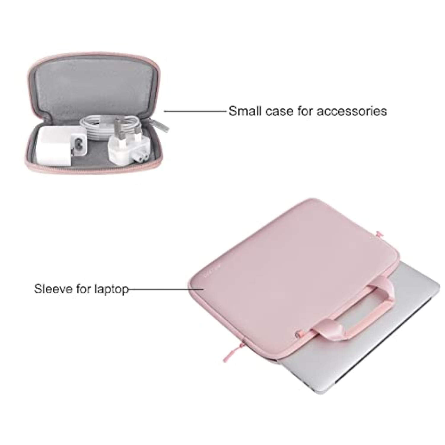 MOSISO Laptop Case 13.3 inch, 13-13.3 inch Laptop Sleeve Bag Compatible with MacBook Air/Pro 13 / Pro 14, HP Dell ASUS, Neoprene Carrying Computer Bag with Handle&Detachable Small Case, Pink