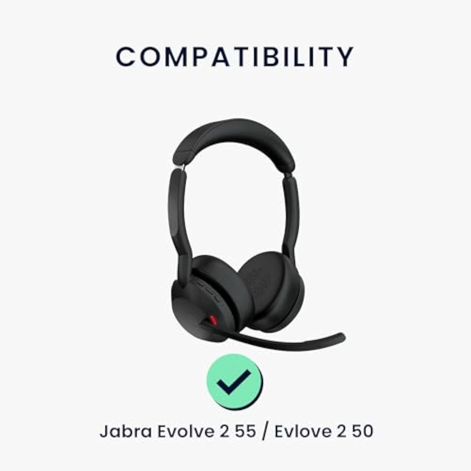 kwmobile Ear Pads Compatible with Jabra Evolve 2 55 / Evlove 2 50 Earpads - 2X Replacement for Headphones - Black