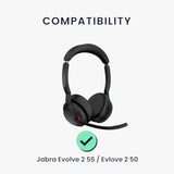 kwmobile Ear Pads Compatible with Jabra Evolve 2 55 / Evlove 2 50 Earpads - 2X Replacement for Headphones - Black