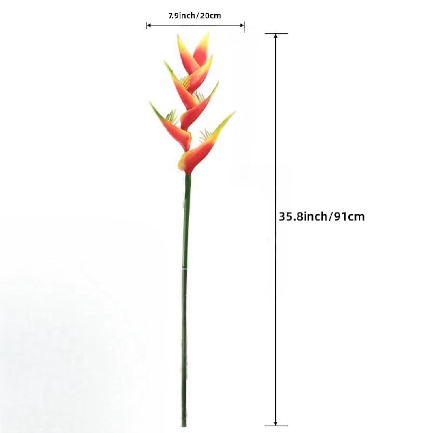 2 Pack Large Bird Of Paradise Heliconia Stem Artificial Flowers,Greenery Plants 1 Stem 7 Petals Fake Flowers Permanent Flower,Used For Diy Party, Office, And Home Decoration Display (Red A)