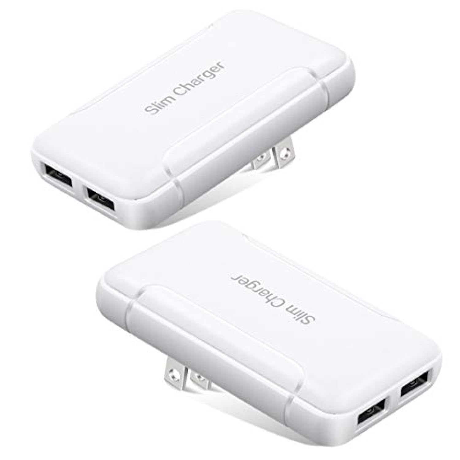 Flat Usb Wall Charger - Slim Usb Plug For Wall Outlet, Compatible With Iphone 16 15 14 Pro Max/13/12/11/Xr/Xs/X, Galaxy A03S/A13/A12/S22/S21/S20/10/9/8, Webcam - 2-Pack, White