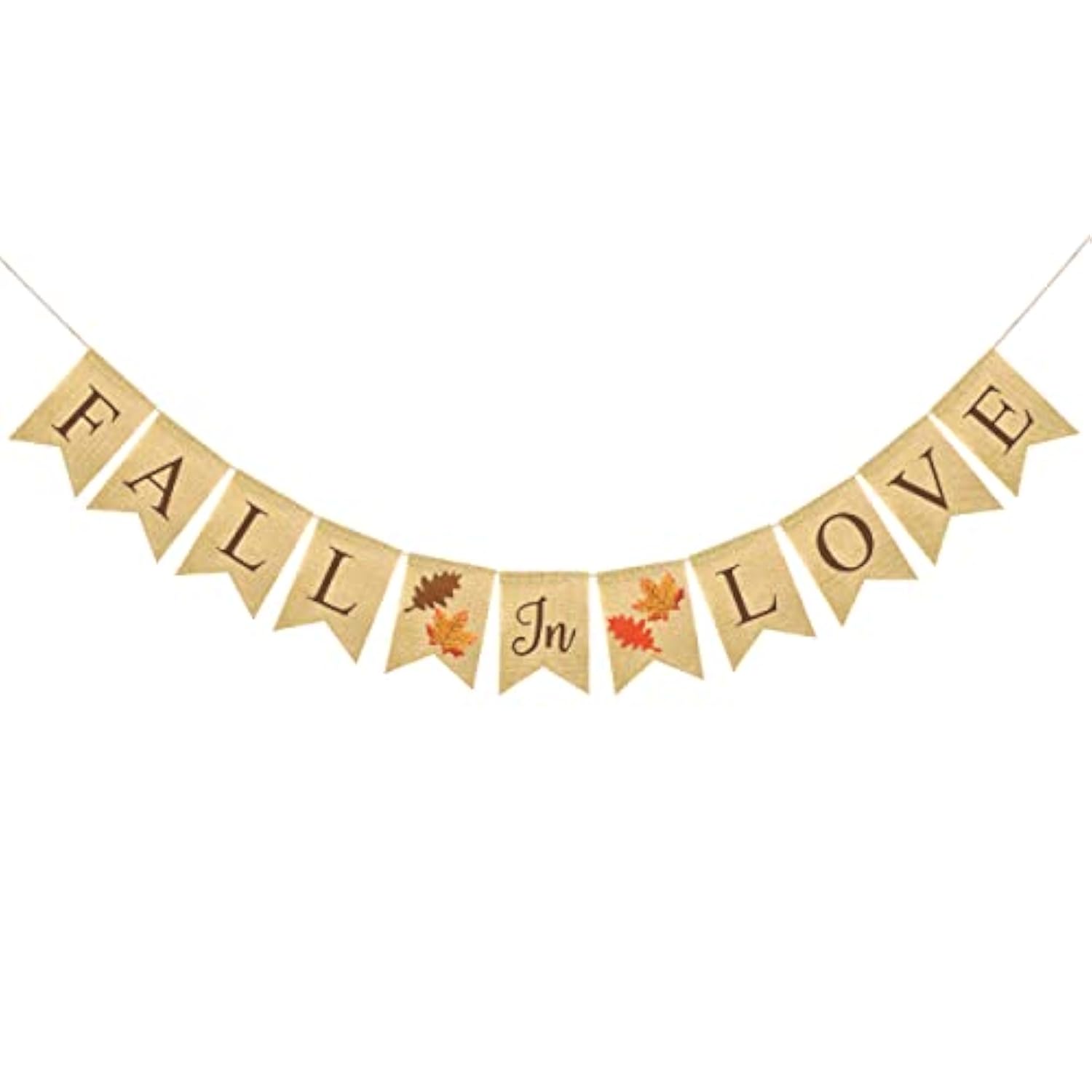 Fall in Love Maple Leaf Burlap Banner Fall Wedding Thanksgiving Decor