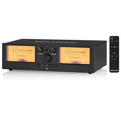 VU3 PRO Dual Analog VU Meter, 2-Way Amplifier Switch, Speaker Selector, Amp Audio Switcher Box 2-IN-2-OUT with DB Panel Display