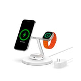 Belkin MagSafe Charger, 3-in-1 Wireless Charging Stand, 2ND GEN, 33% Faster for Apple Watch, iPhone 16, iPhone 15, iPhone 14 Series, AirPods - MagSafe Charging Station for Multiple Devices - White