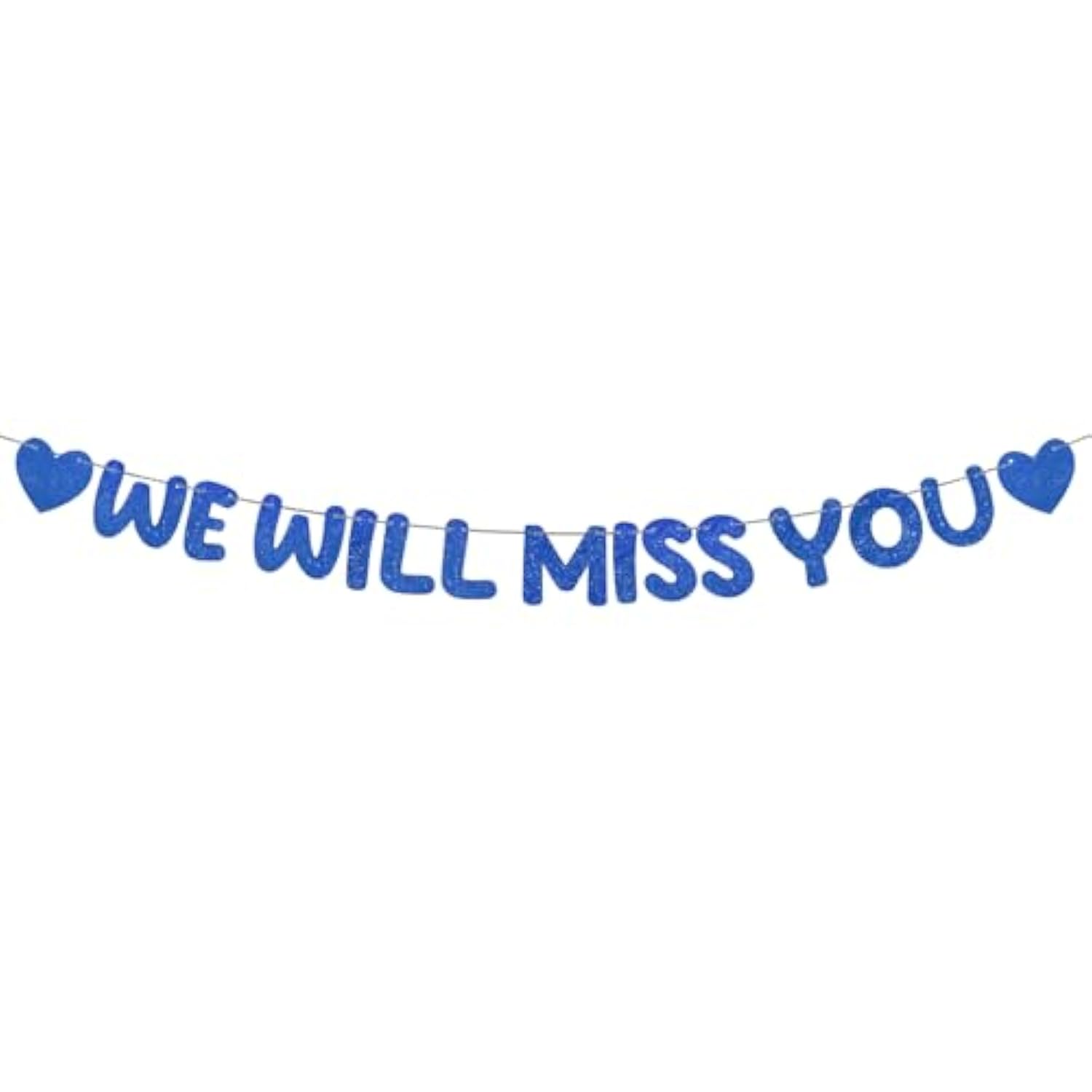 Pre Strung We Will Miss You Banner Glitter Bunting Graduation Retirement Party Decorations 8.2 Ft Goodbye Decorations For Going Away Farewell Army Party Supplie(Navy Blue)