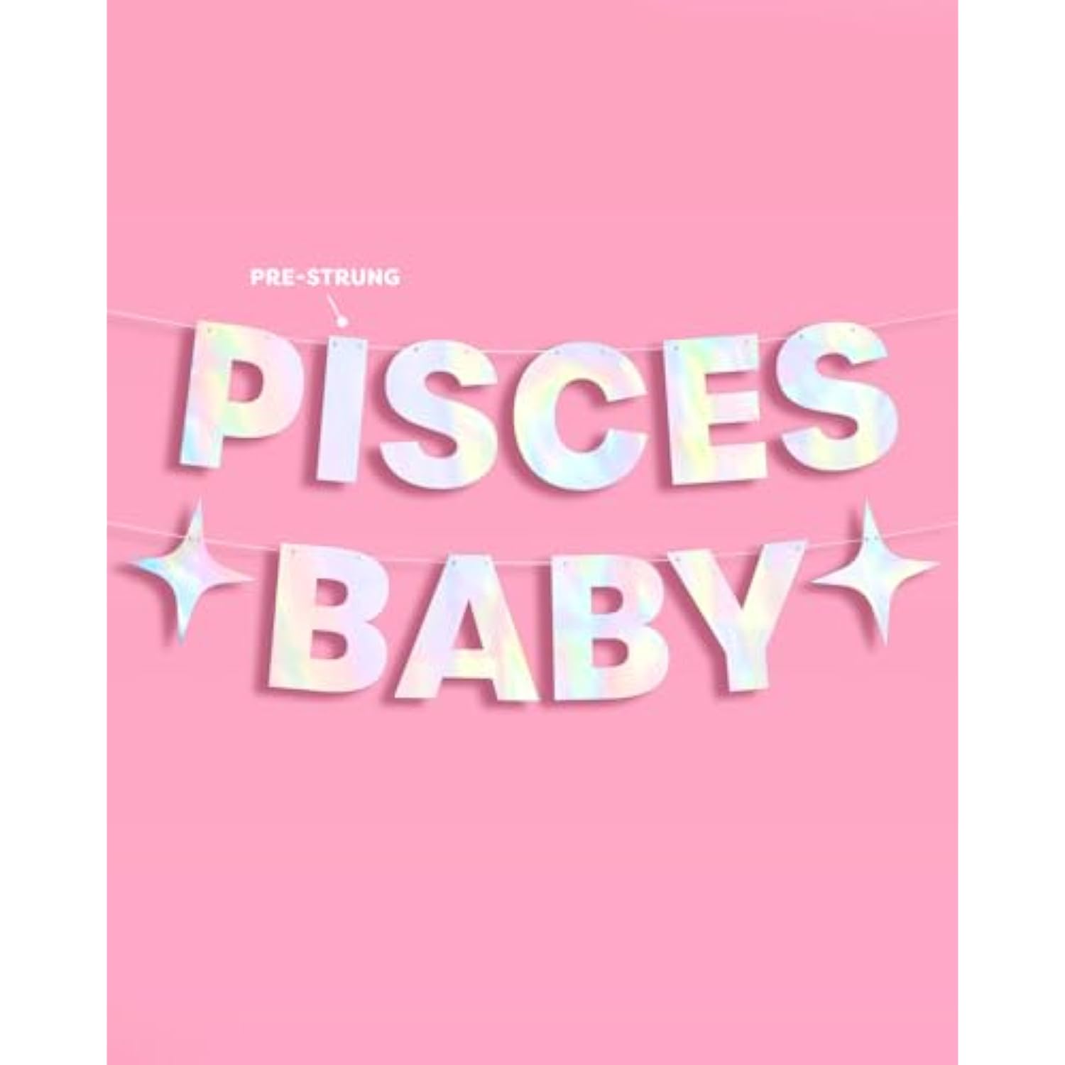 Pisces Baby Birthday Party Iridescent Foil Banner - 5 Ft. | Zodiac Pisces, Horoscope, Astrology Bday Party Decorations Gift