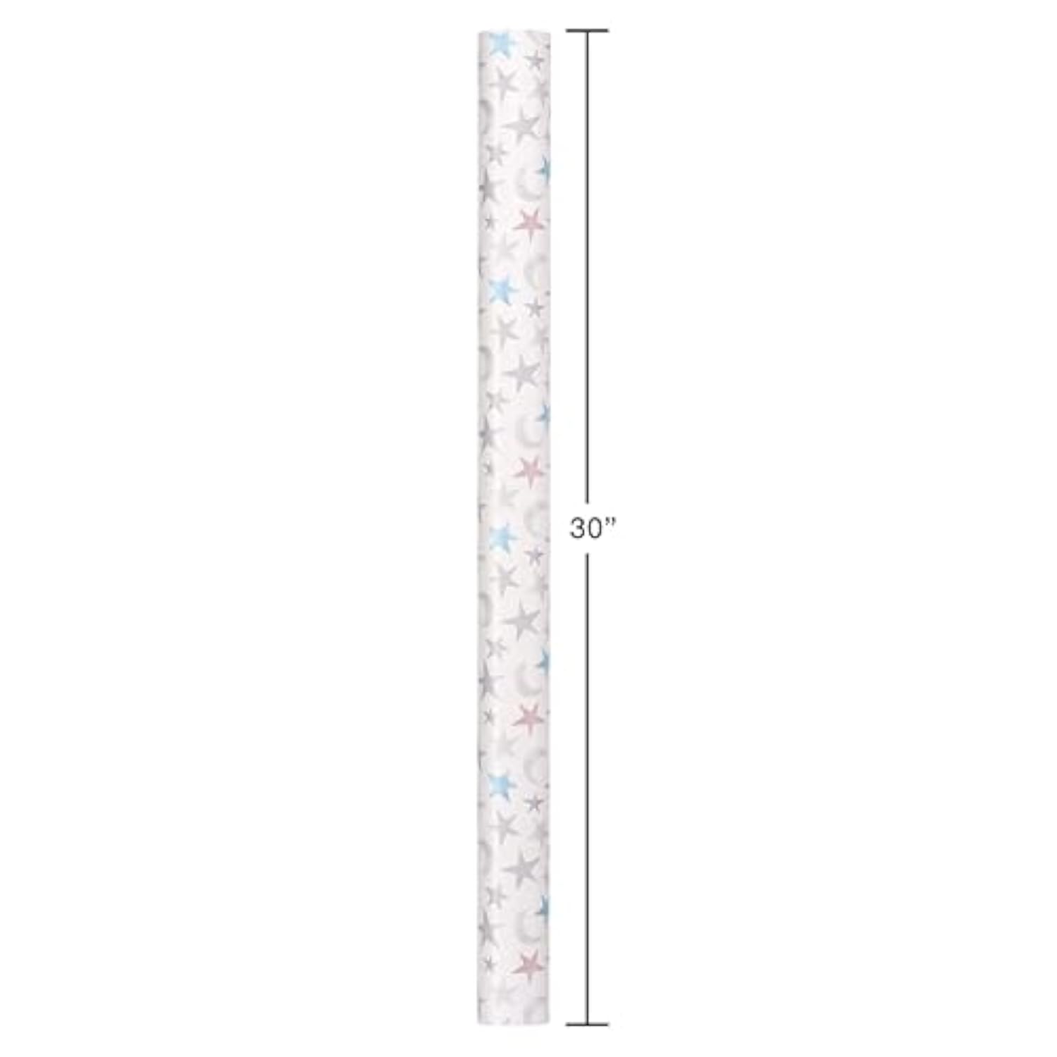 American Greetings 175 sq. ft. Reversible Wrapping Paper for Baby Showers, Kid's Birthdays and All Occasions, Moon and Stars (1 Roll, 30 in x 70 ft.)