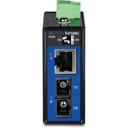 Hardened Industrial 100Base-Fx Multi-Mode Sc Fiber Converter, (2Km, 1.2 Miles), Ip40 Rated Housing, Ti-F10Sc,Black, Protection