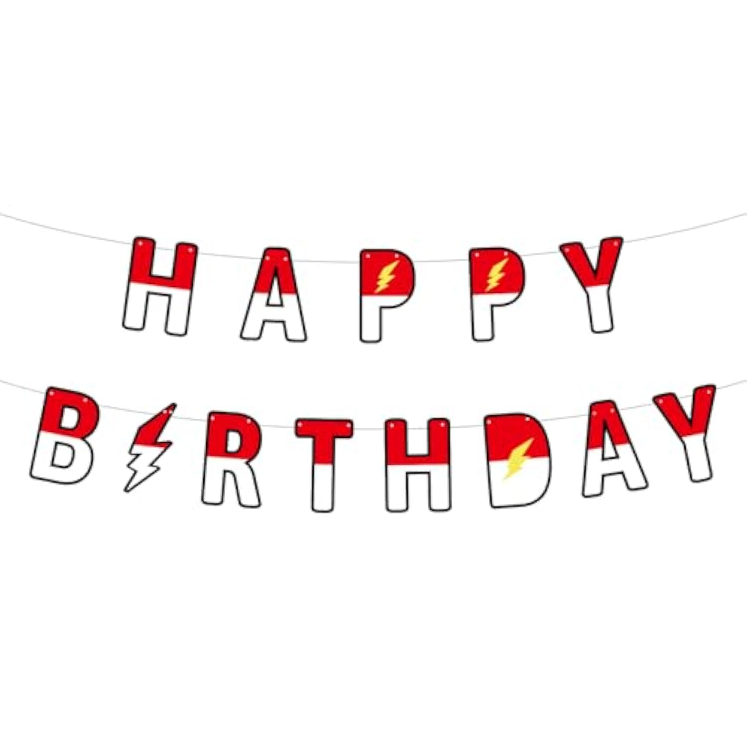 Pre-Strung Cartoon Red & White Banner Animation Birthday Party Garland