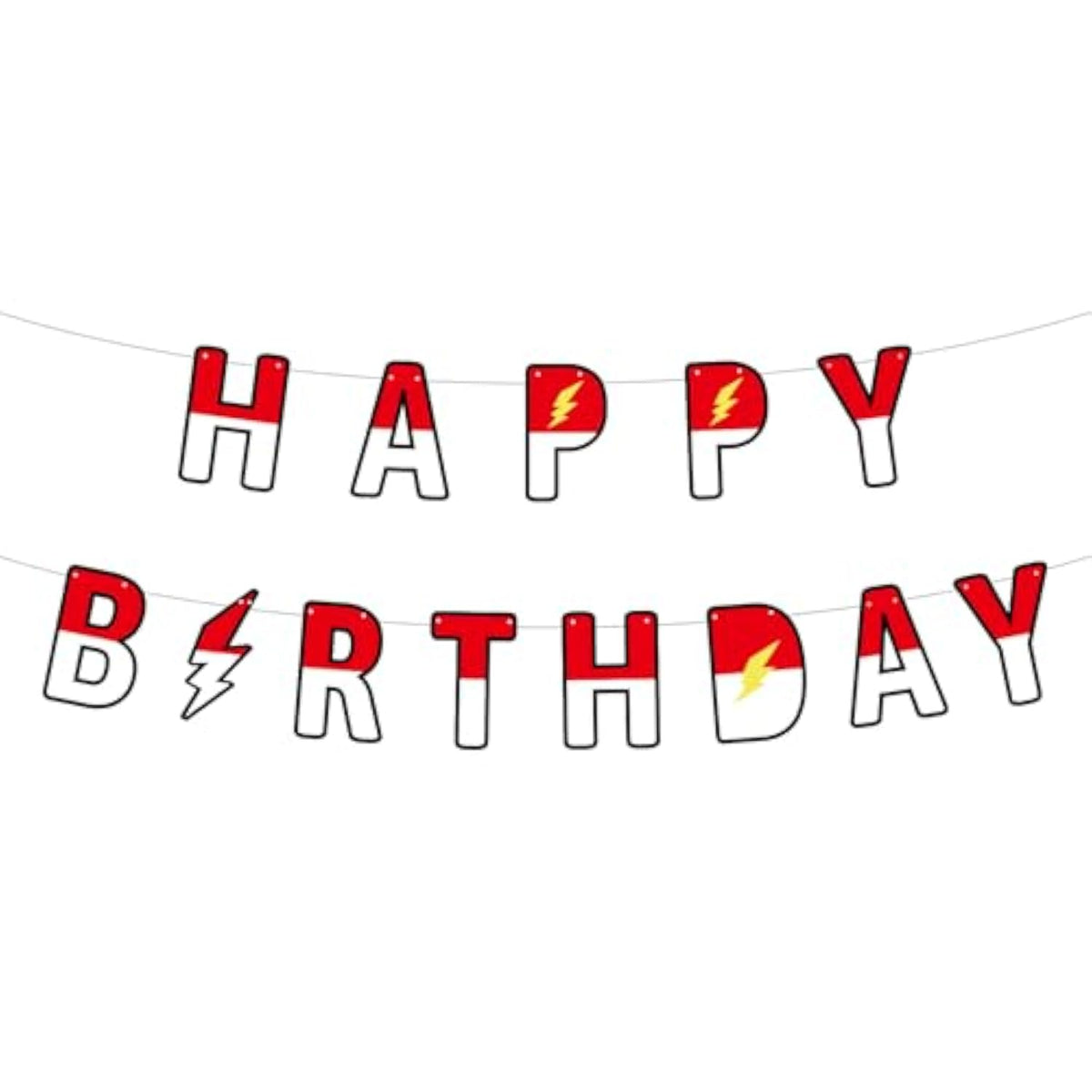 Pre-Strung Cartoon Red & White Banner Animation Birthday Party Garland
