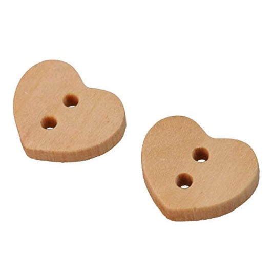 100Pcs Wooden Buttons Heart-Shaped Natural Wooden Button For Sewing Cr