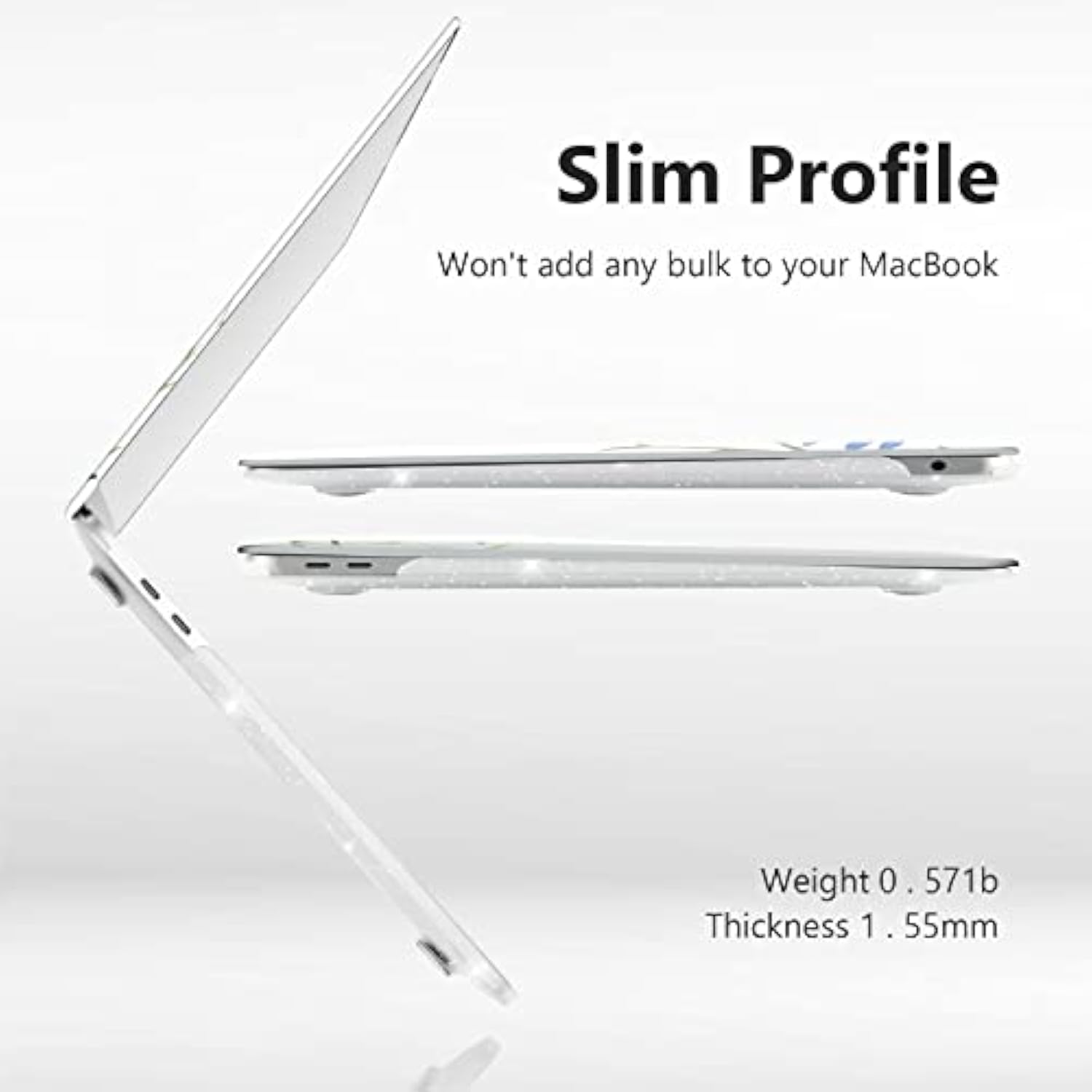 Compatible With Macbook Air 13 Inch Case 2022, 2021-2018 Release A2337 M1 A2179 A1932 Retina Display, Clear Plastic Hard Shell Case + Keyboard Cover + Screen Protector, Lavender Glitter
