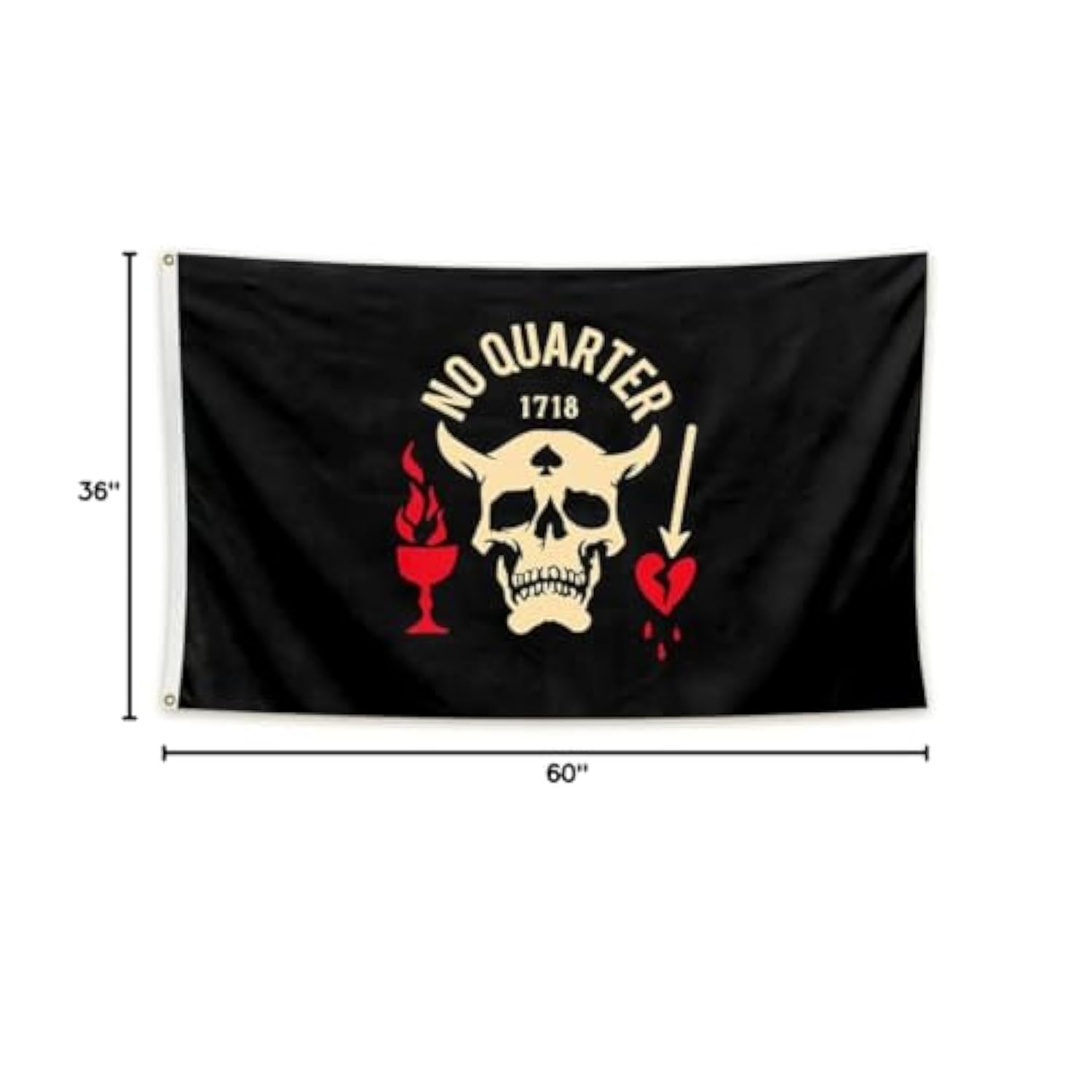No Quarter 1718 Pirate Skull Flag Banner For Man Cave Wall College Dorm Room Decor,Parties 3X5 Ft
