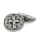 12 Pieces Cross Symbol Metal Shank Buttons. 20Mm (3/4 Inch) (Antique S