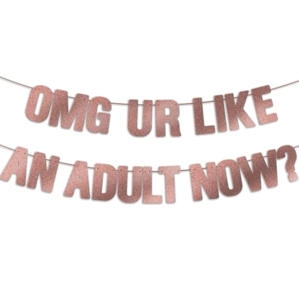 18Th Birthday Decorations For Girls, Pre-Strung Omg Ur Like An Adult Now Banner - Rose Gold Glitter, Happy 21St Bday Sign Gifts For Her?21 & 18 Year Old Party Decor
